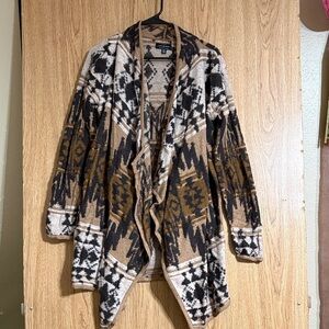 Lucky Brand Black and Brown Geometric Cardigan
